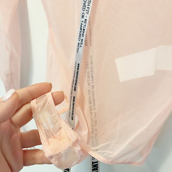 HOUSE OF CB CAROVI  POWDER PINK SHEER MESH BODYSUIT - Picture 11 of 13